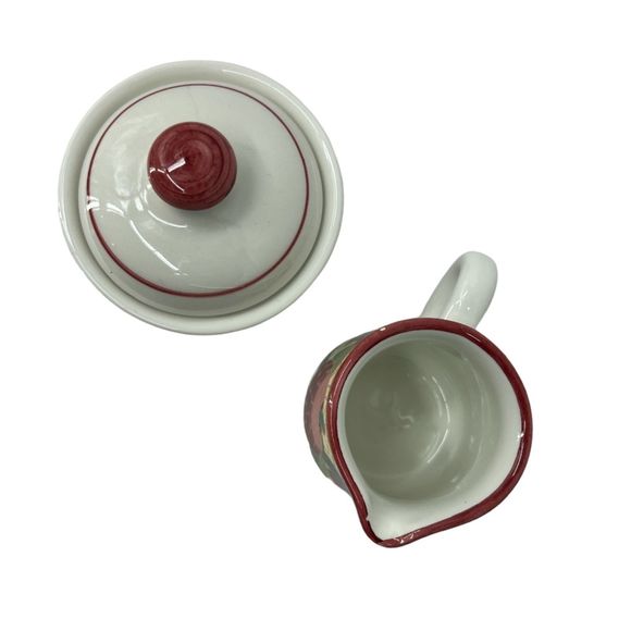 Pier 1 canister set creamer and sugar earthenware Mosaic Fruit Italy - Picture 6 of 9